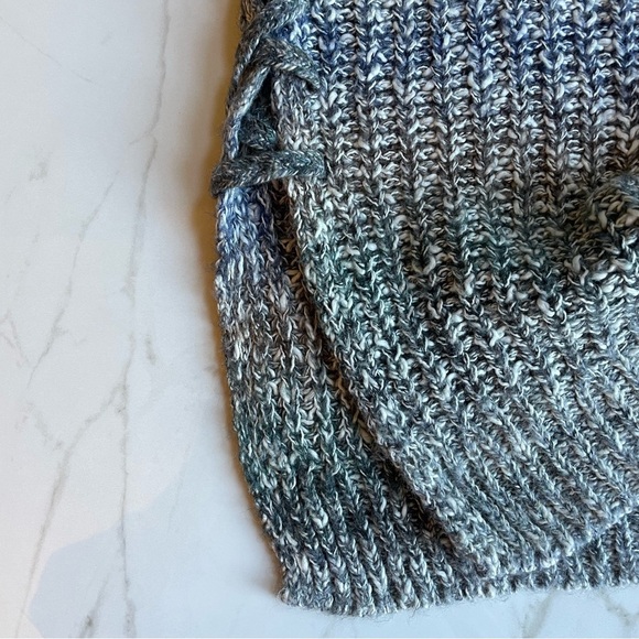 LUCKY BRAND | Blue Ombre Side Lace Up Sweater Women Large | Soft Pastel Coastal - Picture 4 of 8